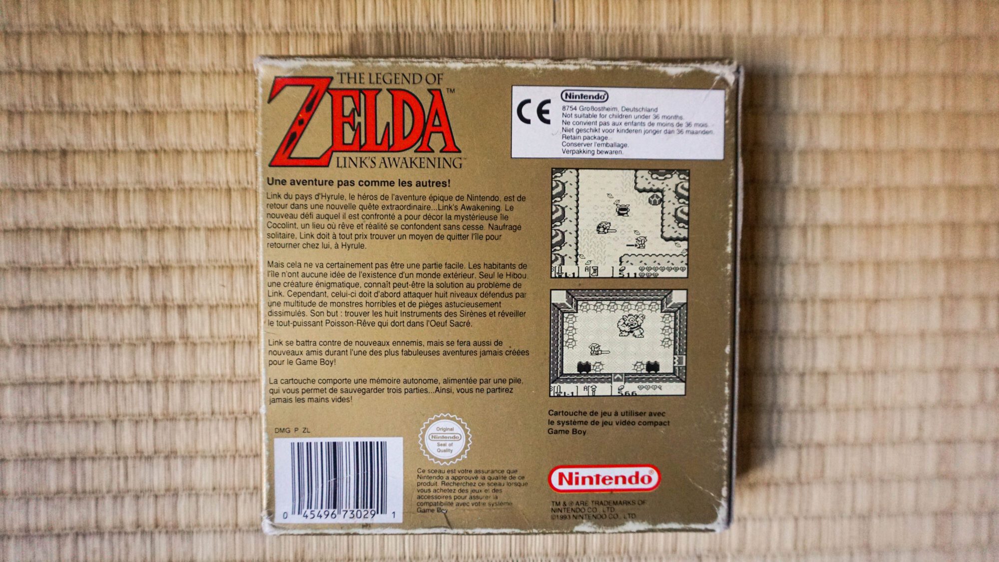 Photo du jeu The Legend of Zelda Link's Awakening sur Game Boy, vue de dos